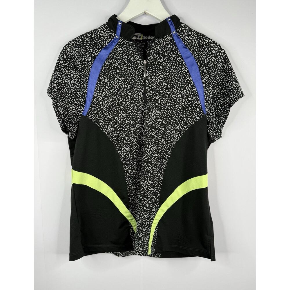Jamie Sadock Top Womens Sz M‎ Stretch Color Block 1/2 Zip Athletic Golf Artsy